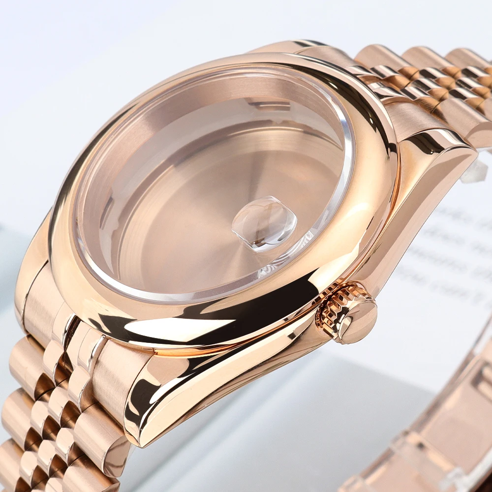 Rundkantiges 36mm/39mm Uhrengehäuse NH35 Gehäuse Saphirglas für Oyster NH35 NH34 NH36 NH38 Miyota 8215 28,5mm Zifferblatt Jubilee Armband Teile
