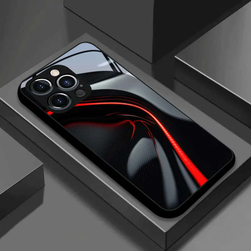 

The Design Features a Red Light And a Black Curved Surface Suitable for Iphone iPhone 17/16/16ProMax/15/14/13/12ProMax/11/11Pro