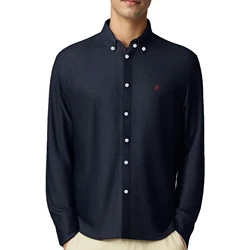 New Men's Shirts Daily Embroidered Letter Denim Shirts Streetwear Loose Men Shirt Fashion Long Sleeved Tops Csual Men Shirts