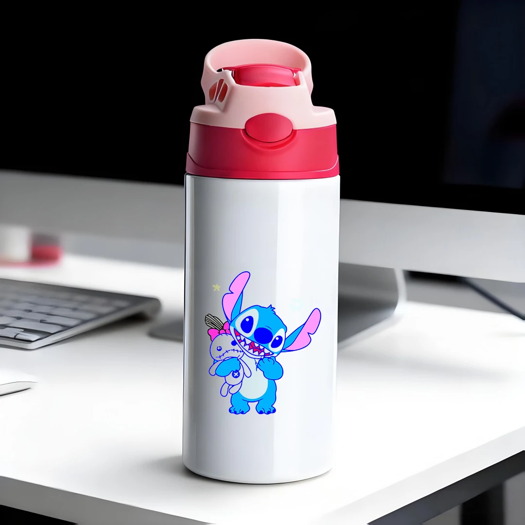 

Disney Insulated Cup Blue Dog Hugging Rabbit Cartoon Straw Cup 304 Stainless Steel Children's Water Bottle New Year Gift