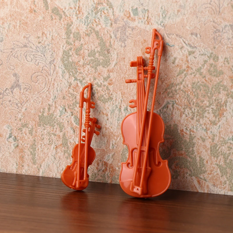 [JN]Dollhouse Vintage Miniature Violin Set Dollhouse Instrument Decoration Micro Scene Photo Props Kid Pretend Play