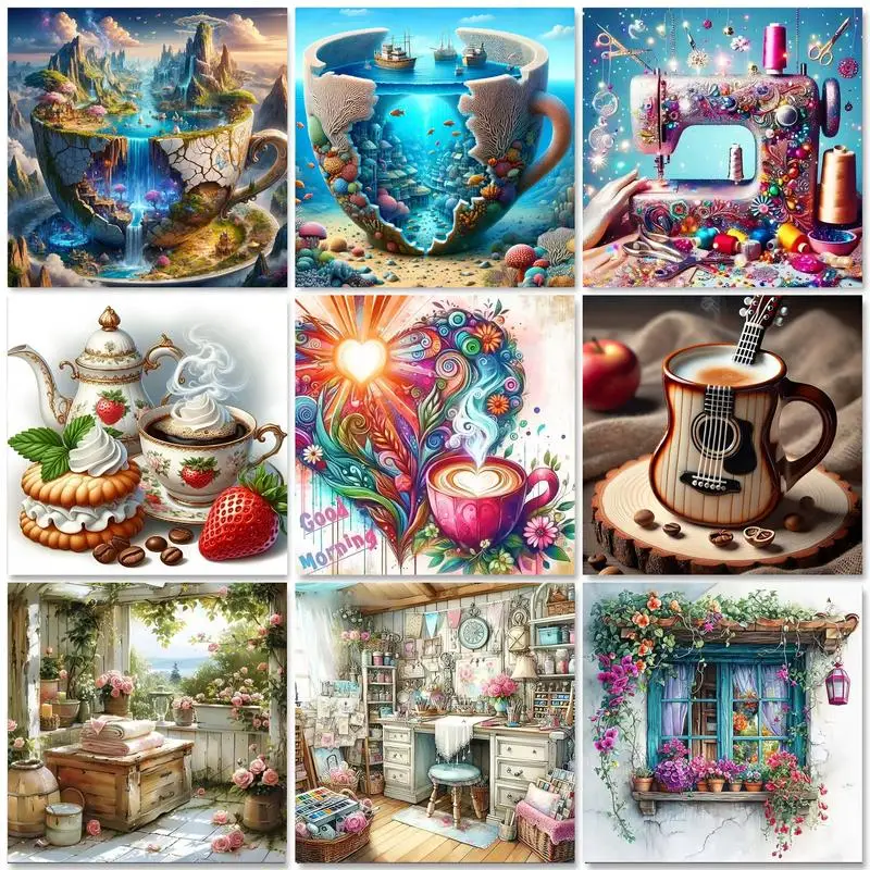 

GATYZTORY 5d DIY Diamond Mosaic Window Flower Painting Kit Set For Embroidery Cross Full Square Diamond Wall Art Home Decor