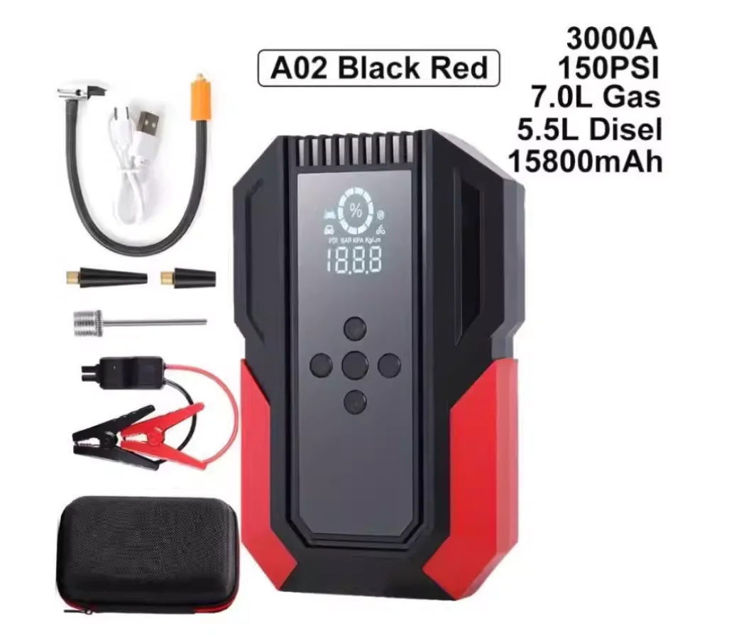 Car Jump Starter Portable Tire Inflator High Pressure Car Battery Car Power Bank Jump Starter with Air Pump