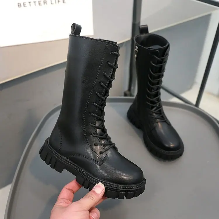 

Children Knee Length Boots New 2025 Autumn British Girls Princess Boots Kids Zipper Comfortable Non Slip Solid Color Long Boots
