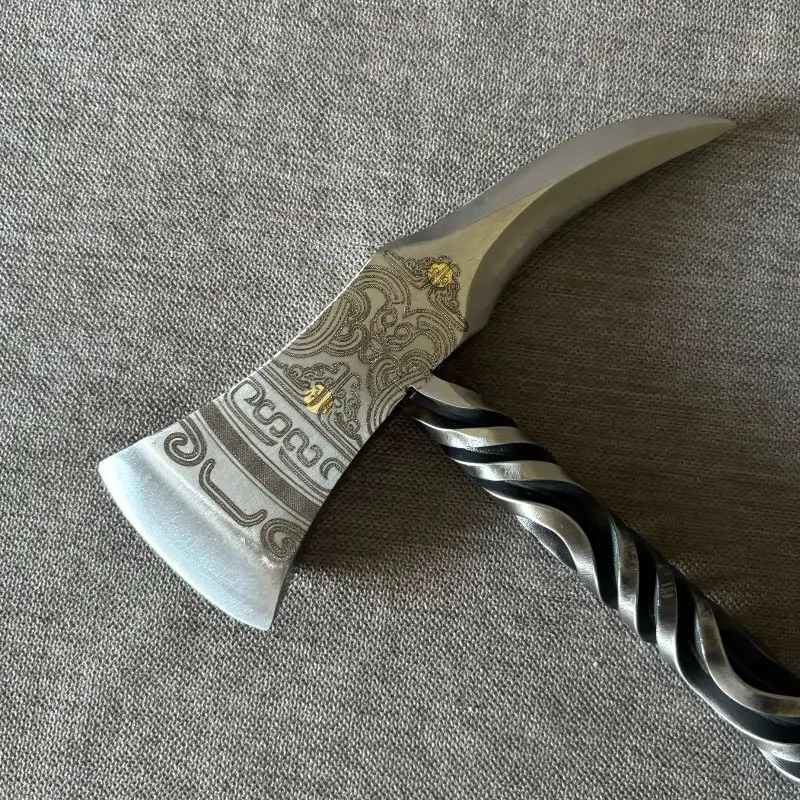 فأس ملتوية يدويًا متكامل للدفاع عن النفس متعدد الوظائف للتخييم في الهواء الطلق، فأس مخيم #5