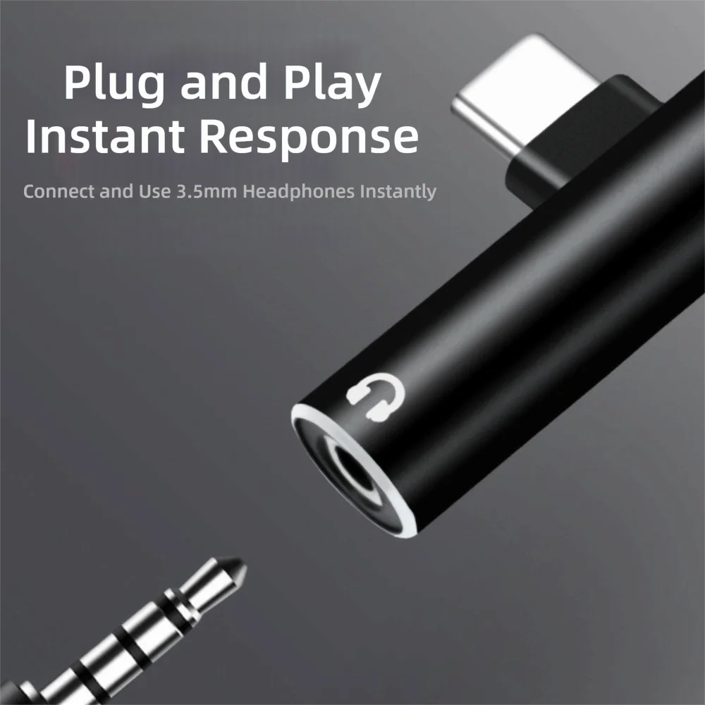 Aluminum 3.5mm Adapter 2 in 1 Simultaneous Charging Audio Splitter Sound Converter Dual Adapter Headphone Adapter