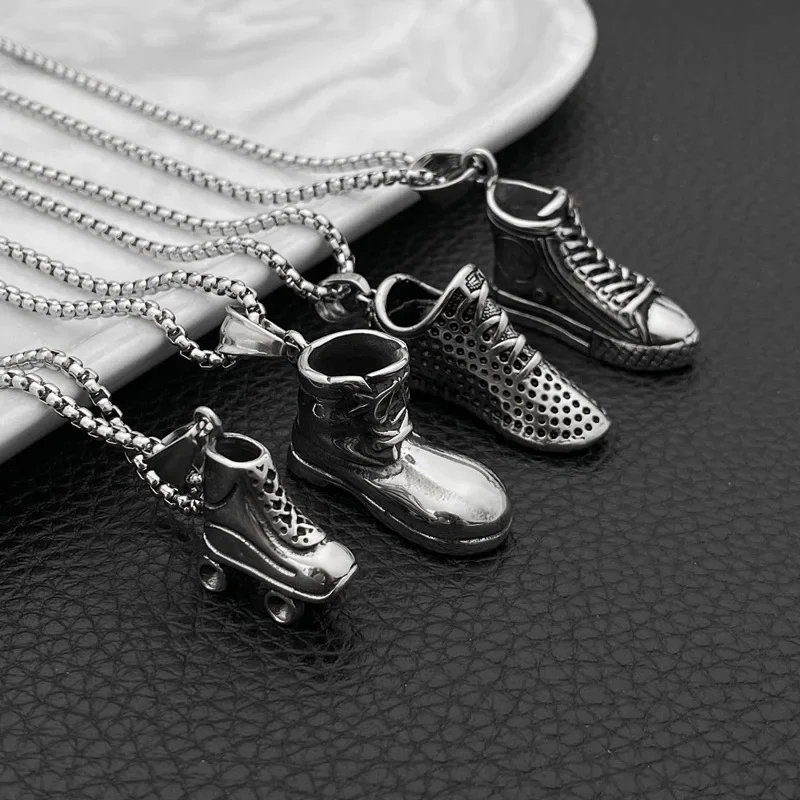 Fashion Trendy Shoes Hip Hop All-match Pendant Necklace Pendant Titanium Steel Men And Women Jewelry