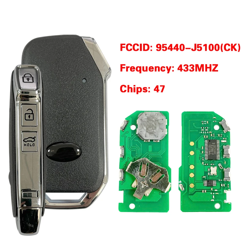 CN051039 Aftermarket 3 Button Smart Key For KIA Stinger 2018 Keyless Remote Control 433MHZ 47 Chip FCCID 95440-J5100(CK)