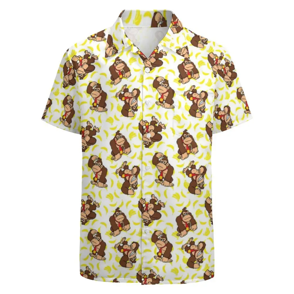 Camisas de hombre con estampado 3D de animales, blusas informales de verano de gran tamaño de manga corta a la moda, blusas de una sola botonadura, Tops con solapa de tendencia para hombre