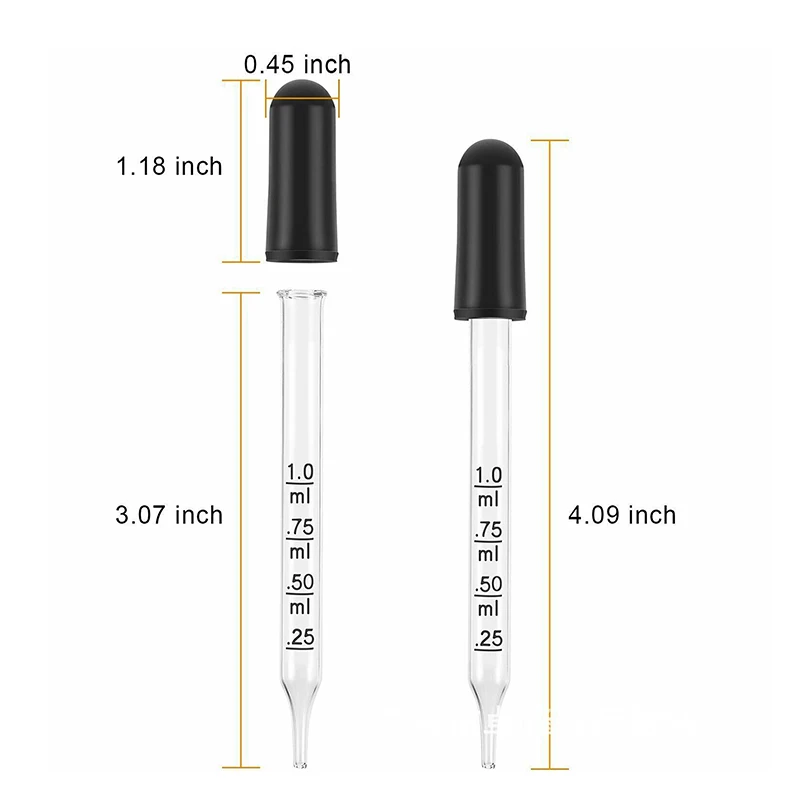 2 pz 1ml contagocce in vetro punta in gomma bottiglia di olio essenziale paglia pipetta graduata per arte scolastica fai da te scienza liquido misura Pipet