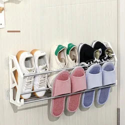 Simple Modern Door Rear Shoe Rack Wall Mounted Non-Punching Storage Slipper Rack Wall Mounted Living Room Shoe Key Shelf