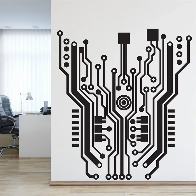 Software Technology Circuit Board Wall Sticker CPU Computer IT Game Studio Software Wall Decal Office Decor Vinyl Decal A310