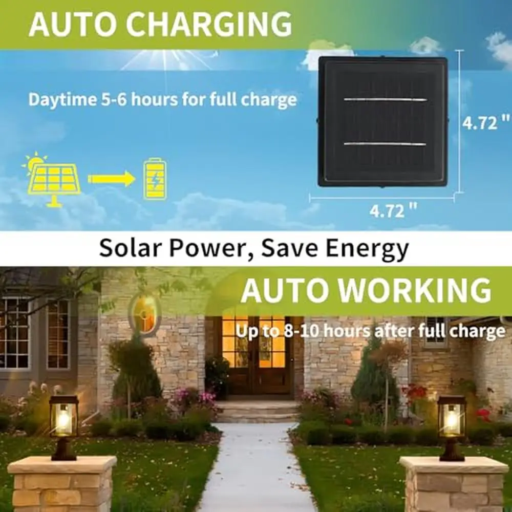 Outdoor Solar Post Light 14 Inch 3000K Dusk to Dawn Remote Control Waterproof Aluminum Glass Pier Mount Base Solar-Powered