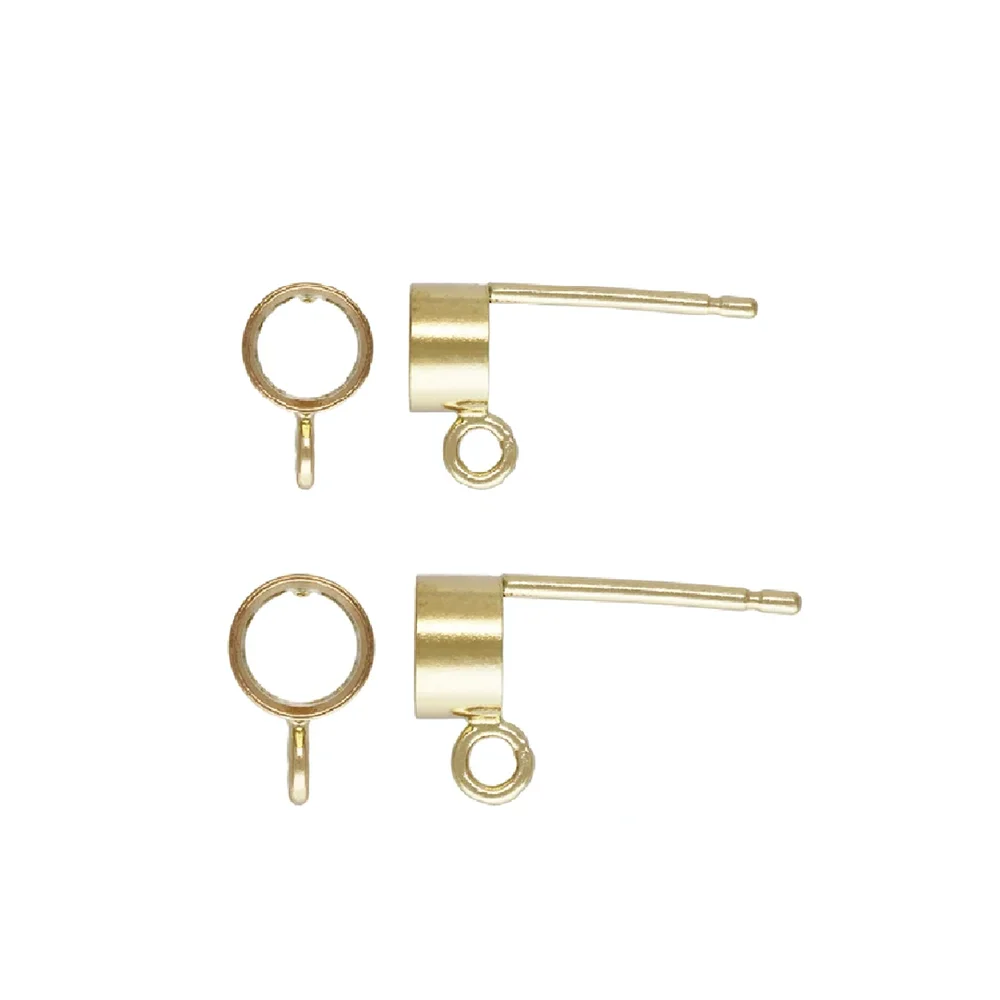 

14K Gold Filled Circle Earring Setting with Open Jump Ring Ear Posts Fit 3mm 4mm Bezel