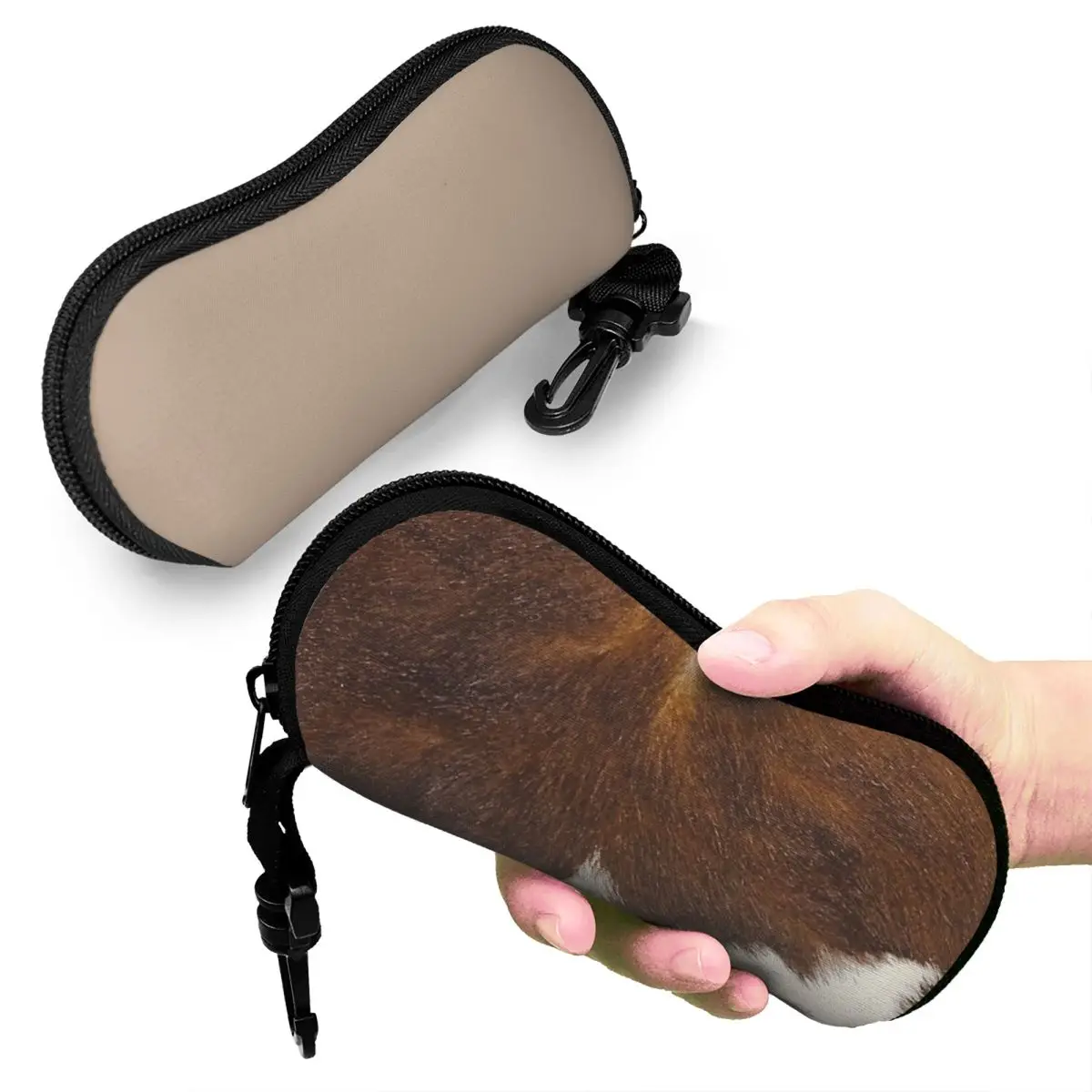 

Stylish Cowhide Texture Cow Skin Print Patter Shell Glasses Case Protective Sunglasses Box Women Men Soft Eyeglass Bag Pouch