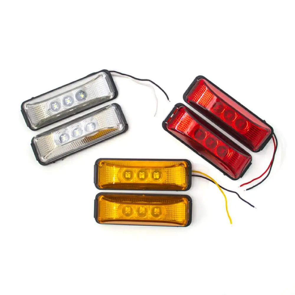 6pcs 12V 24V 3 LED External Rear Side Marker Clearance Tail Light Warning Signal Brake Indicator Trailer Lamp Pickup Truck Lorry