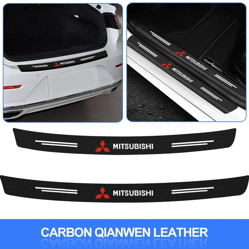 Carbon Fiber Car Rear Bumper Trunk Guard Protected Sticker For Mitsubishi Outlander Lancer 10 9 ASX RALLIART Eclipse L200 Pajero