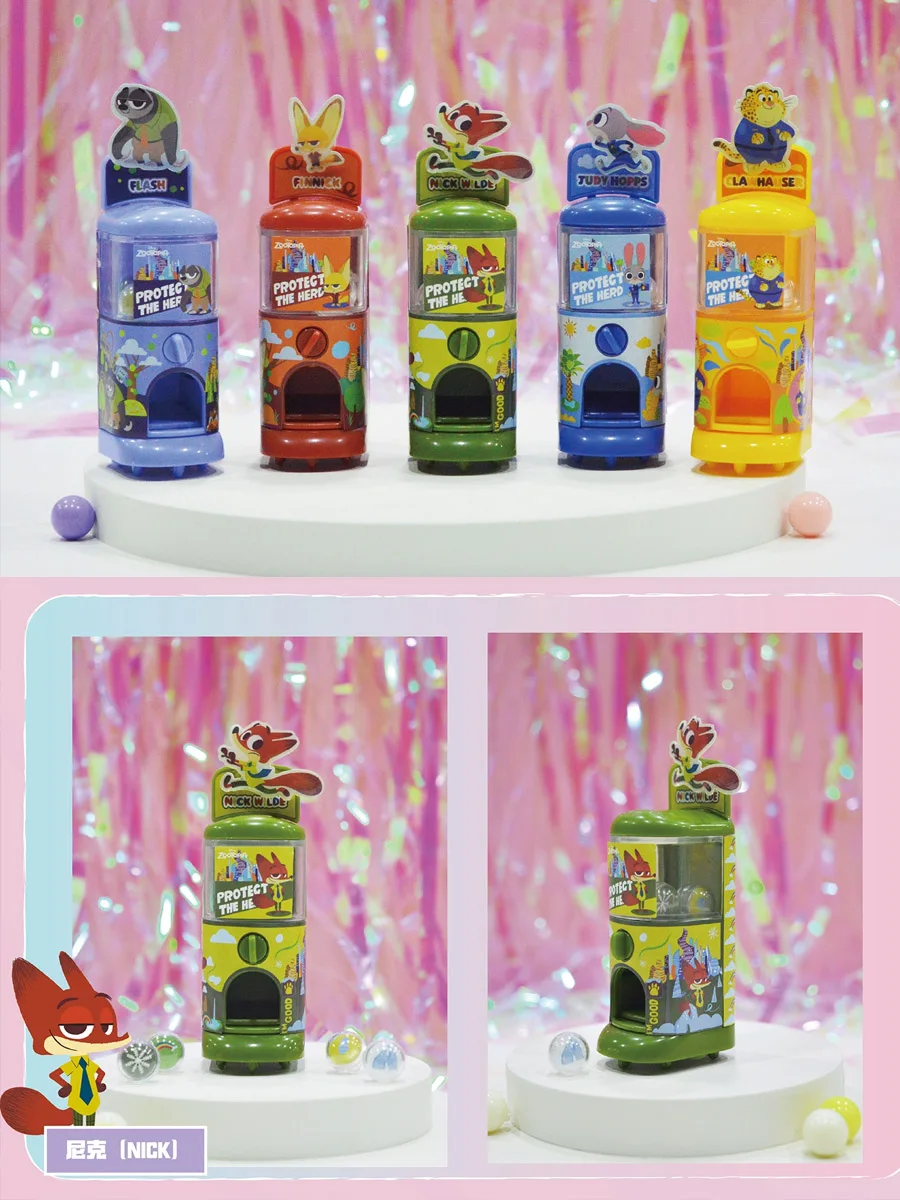 Disney Zootopia Mini Vending Gashapon Machine Capsule Toys Judy Nick Flash Finnick Clahauser Table Game Ornaments Kids Gifts