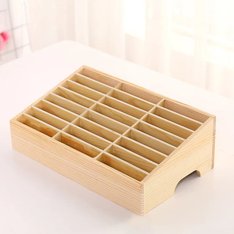 Multifunctional Wooden Storage Box Mobile Phone Repair Box Suitable For Home Office Classrooms Phone Business Card Rack Holder