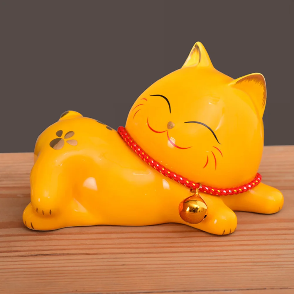 

Ceramic Cat Statue Cartoon Style Adorable Desktop Accessory Home Garden Decoration Decorative Cat Decor Desktop Accessory