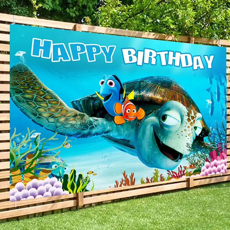 Finding Nemo Theme Birthday Party Background Decoration Banner Clown Fish Party Supplies Kids Girls Boy Baby Shower Photo Props