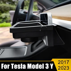 For Tesla Model 3 Y 2017 2018 2019 2020 2021 2022 2023 ABS Car Copilot Dashboard Phone Holder Self Adhesive Storage Box Tray