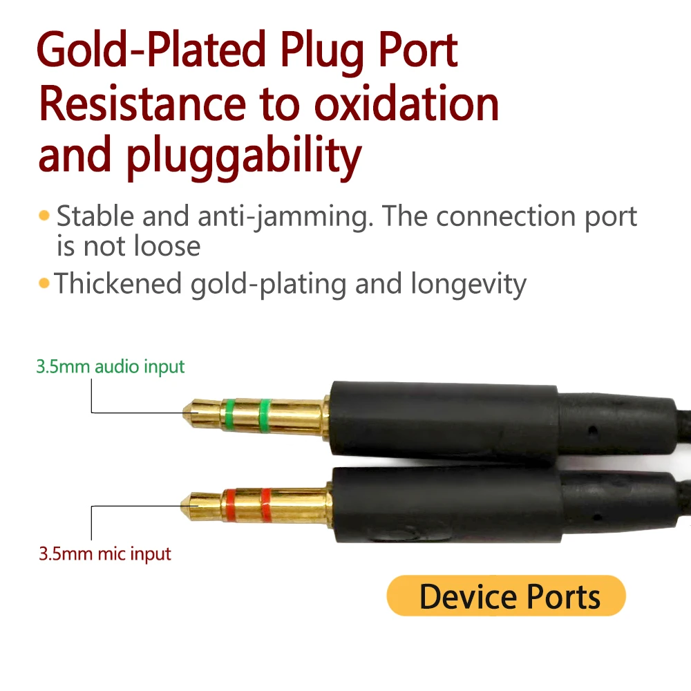 Headset Upgrade Cable Two-in-one Audio Line with 3.5MM Male to Female Jack Plug for Kingston Cloud Core Alpha Hyper Cloud II