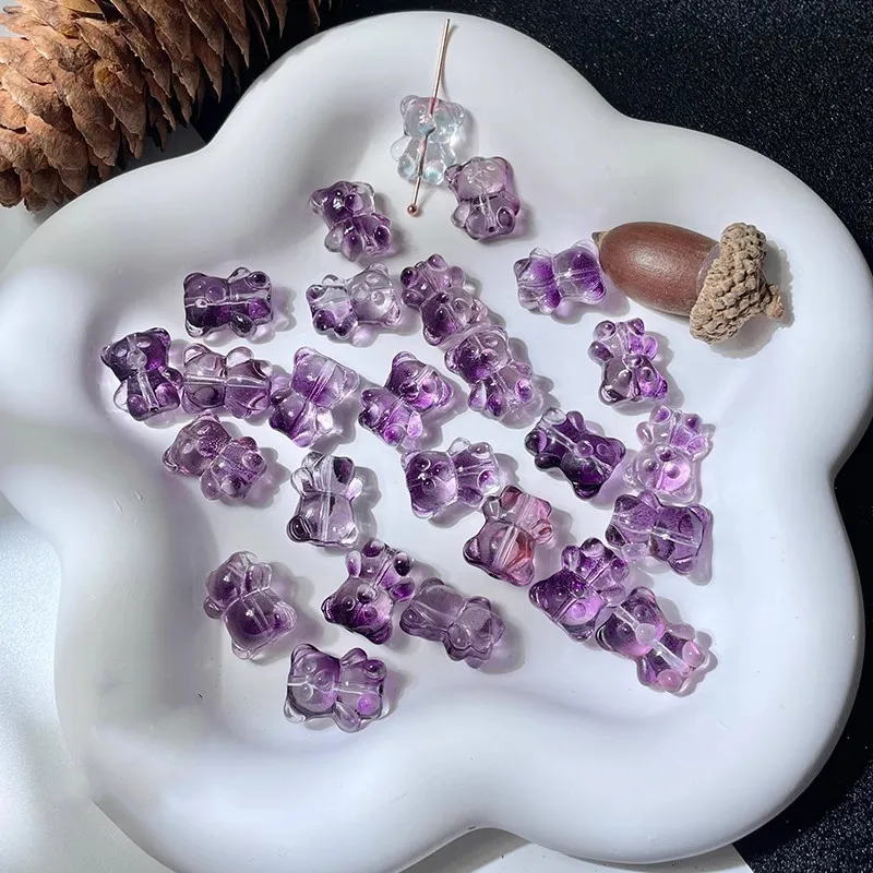 دلايات على شكل دب ، زجاج كريستال ، حبات سائبة لصنع المجوهرات بنفسك ، مورد أقراط ، إكسسوارات أساور ، 12 × 14 ، 10 #6