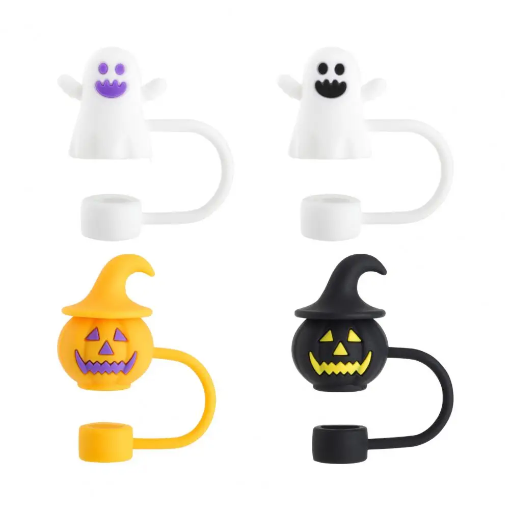 

Bpa Free Straw Lid Cute Halloween Decorations Halloween-themed Silicone Straw Covers for Tumblers Ghost Pumpkin Cute Straw