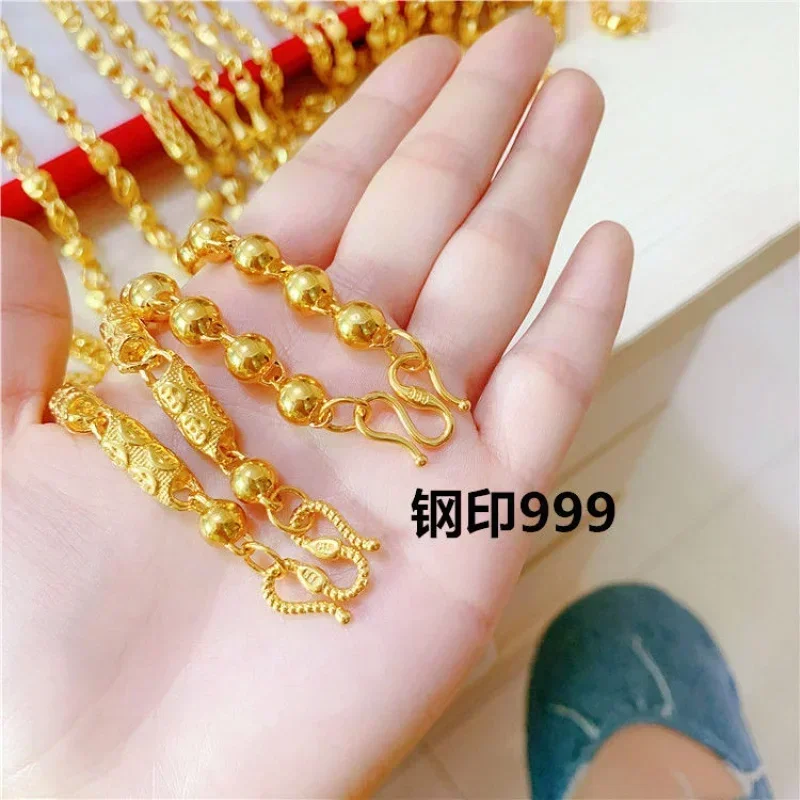 9999 real gold necklace men's 24 K gold necklace personalized new large thick chain transit necklace