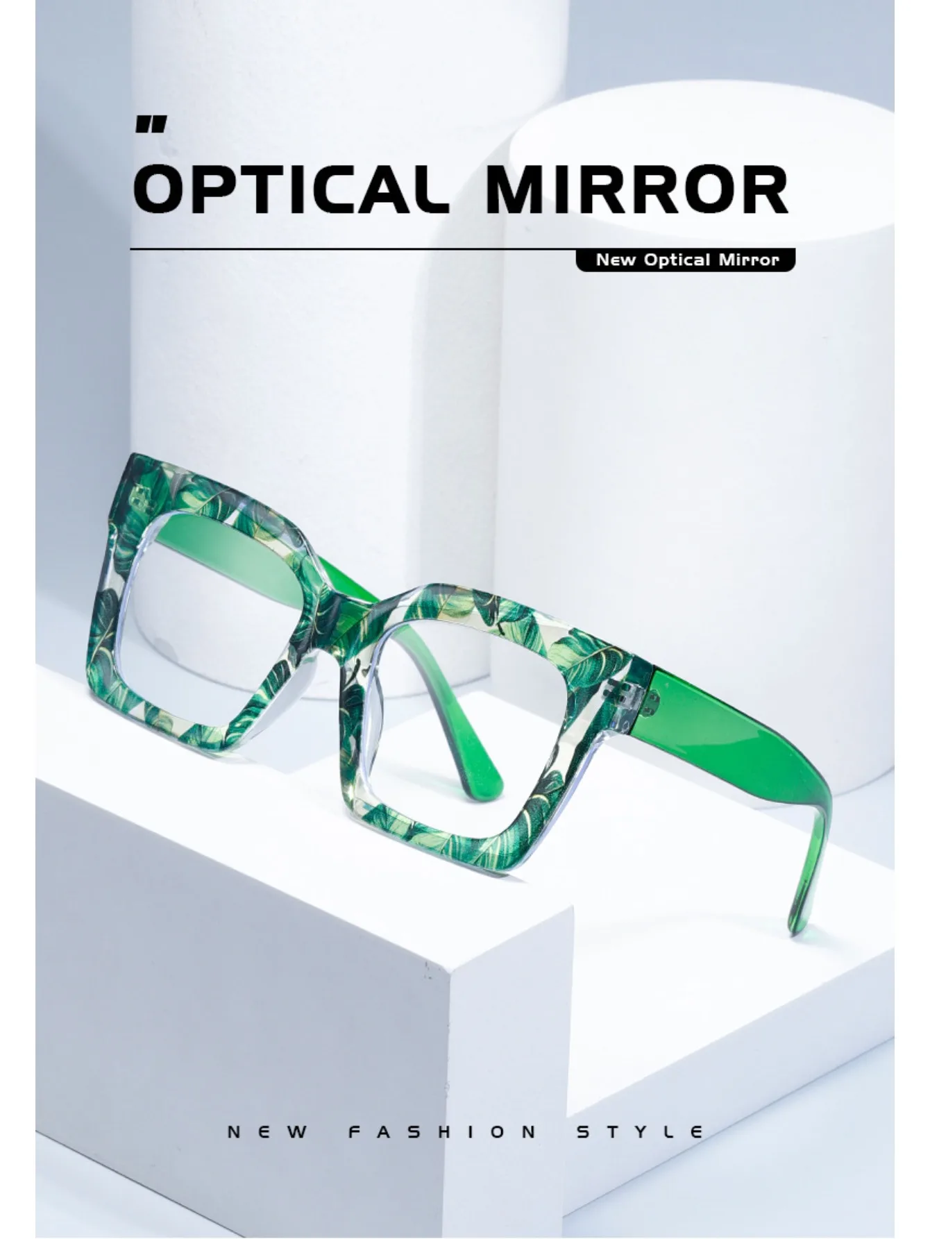 Modische, bunte Streifen-Übergröße-Brille, stilvolle Markendesign-Brille, personalisiertes quadratisches Dekor, schicker Rahmen für Damen – Detail 4