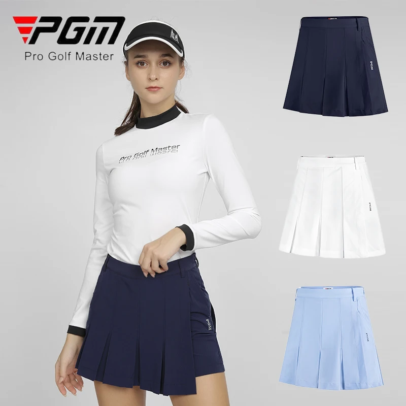 PGM Women Golf Short Skirt Ladies Breathable Pleated Skort High Waist Elastic Waistband Culottes Anti-light Casual Pantskirt