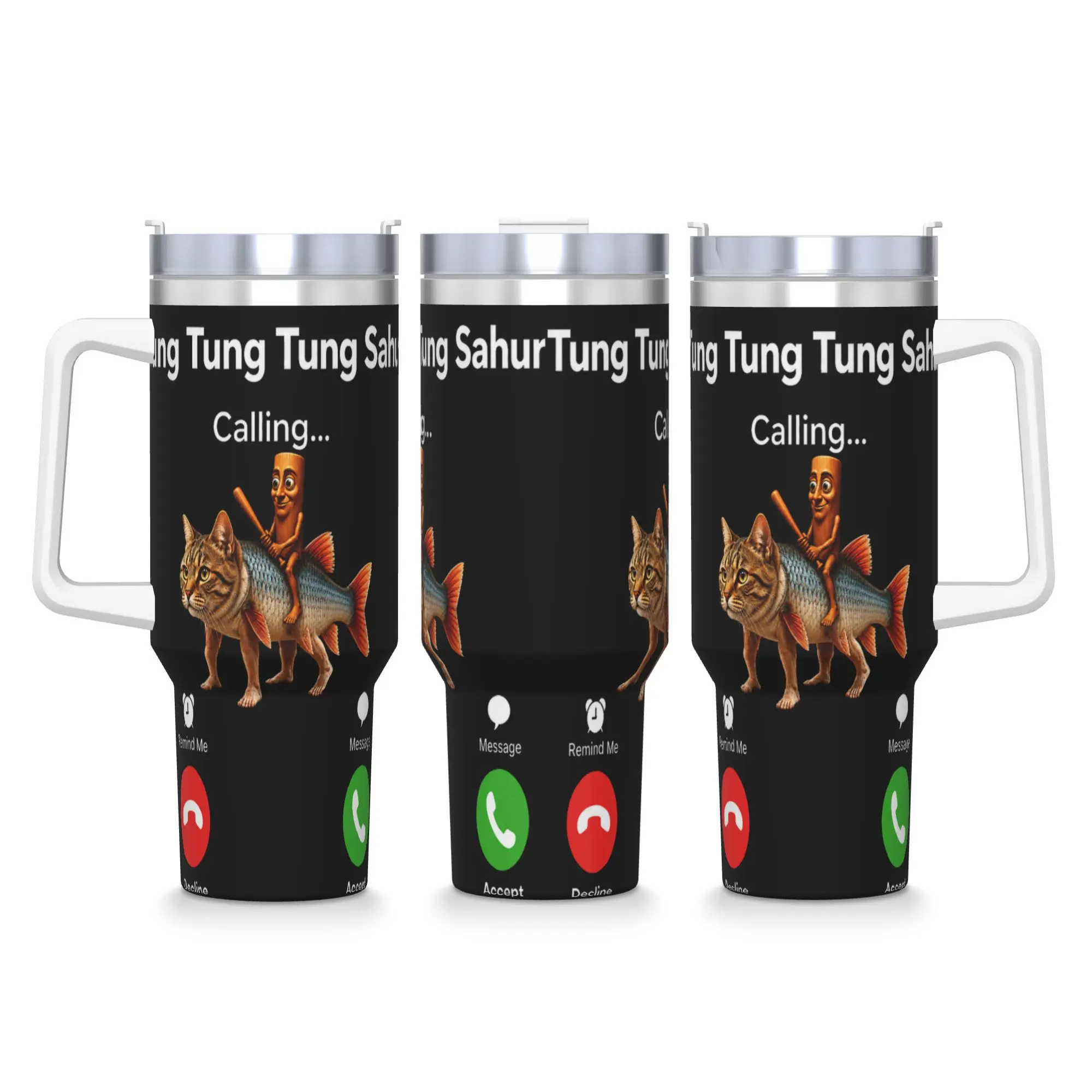 Tung Sahur Calling Funny Fishing Brainrot Joke Stainless Steel Tumbler  Travelist Thermal Mug Car Mugs Cold and Hot Water Bottle