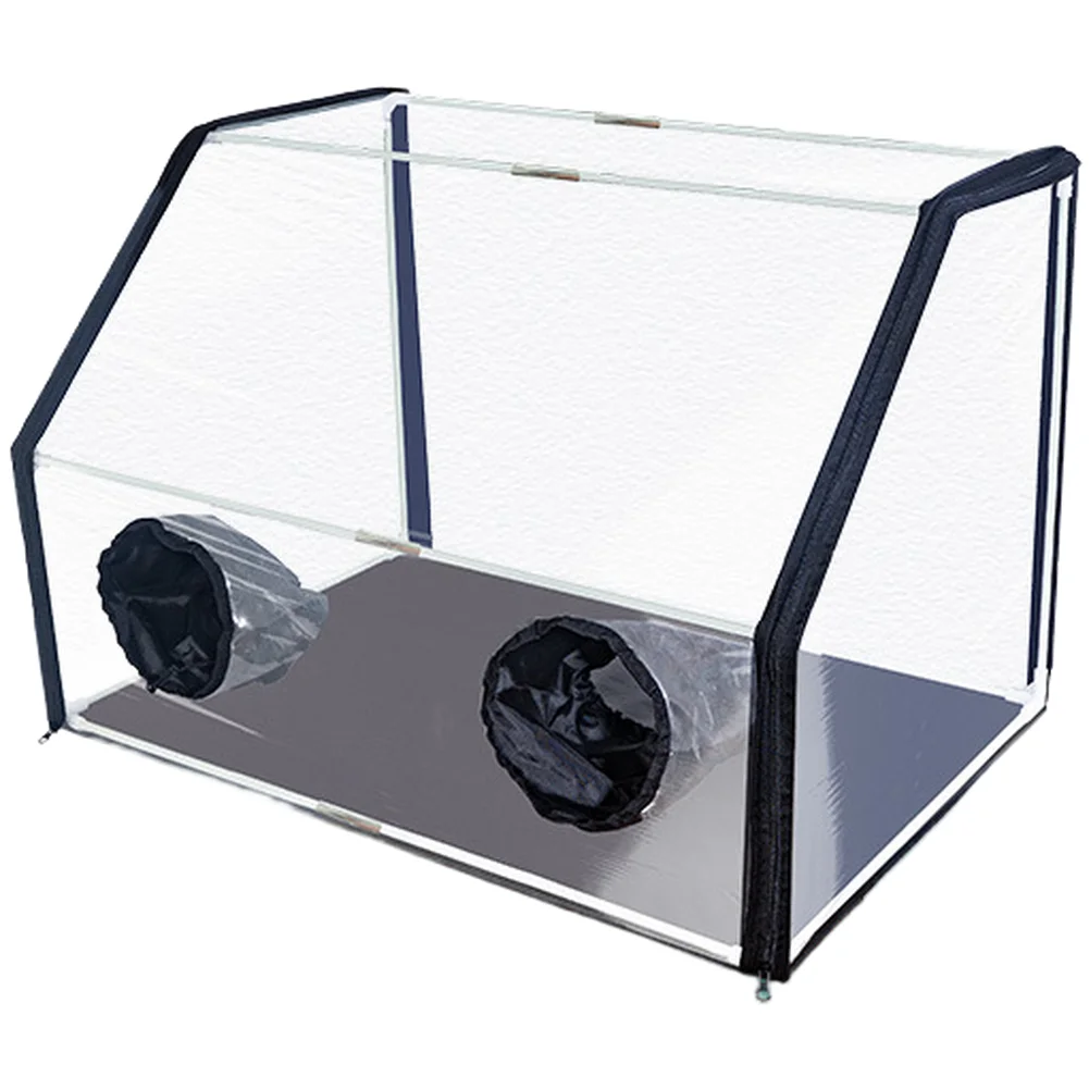 コンパクトな静止空気環境キノコ栽培ボックス、伸縮性のあるアームスリーブと換気されたゴムリング開口部付きで、清潔な取り扱いが可能