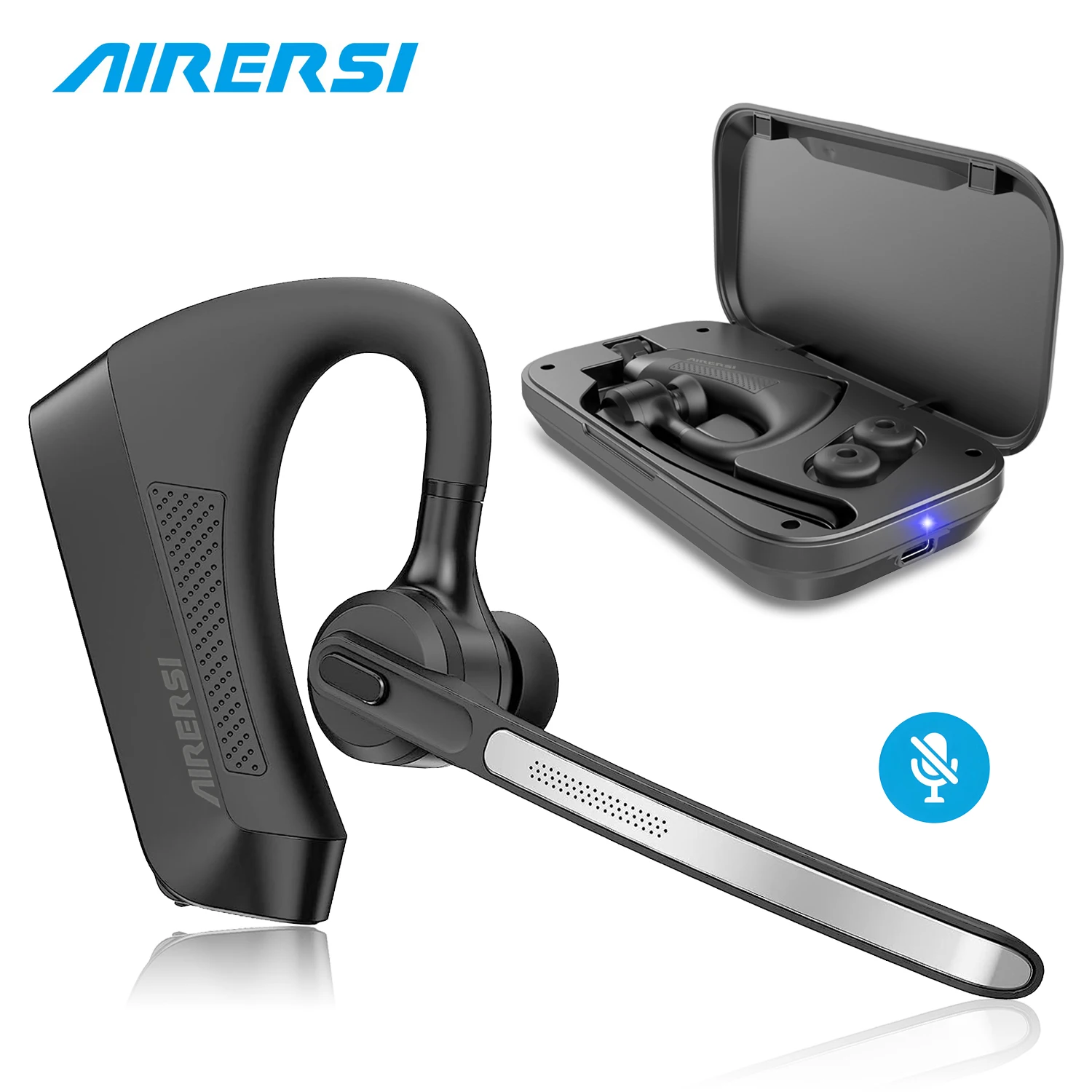 أحدث سماعات بلوتوث لاسلكية مع ميكروفون مزدوج لإلغاء الضوضاء وحافظة شحن لأجهزة Android iOS