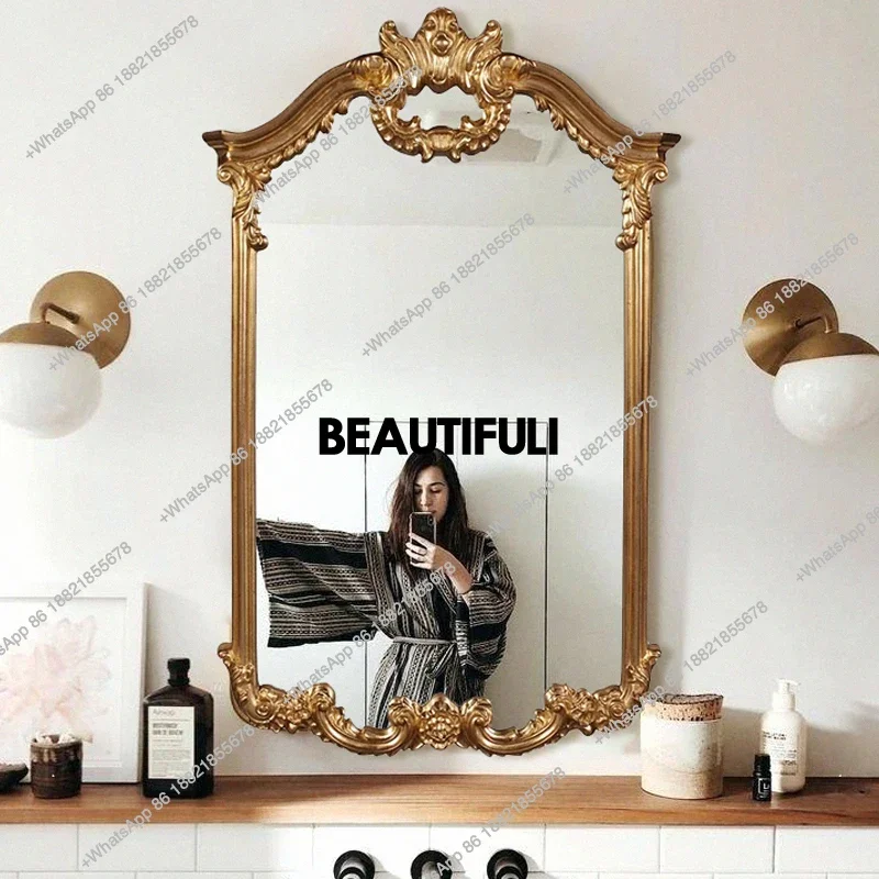 European-style entrance living room old decorative mirror carved mirror comb wall hanging bedroom retro makeup mirror