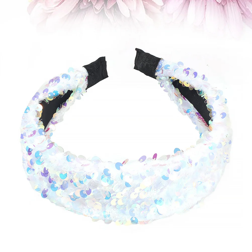 

Wide Headband Miss Hair Ribbons Ladies Accessories Fabric Headbands for Women Sequins Hoop