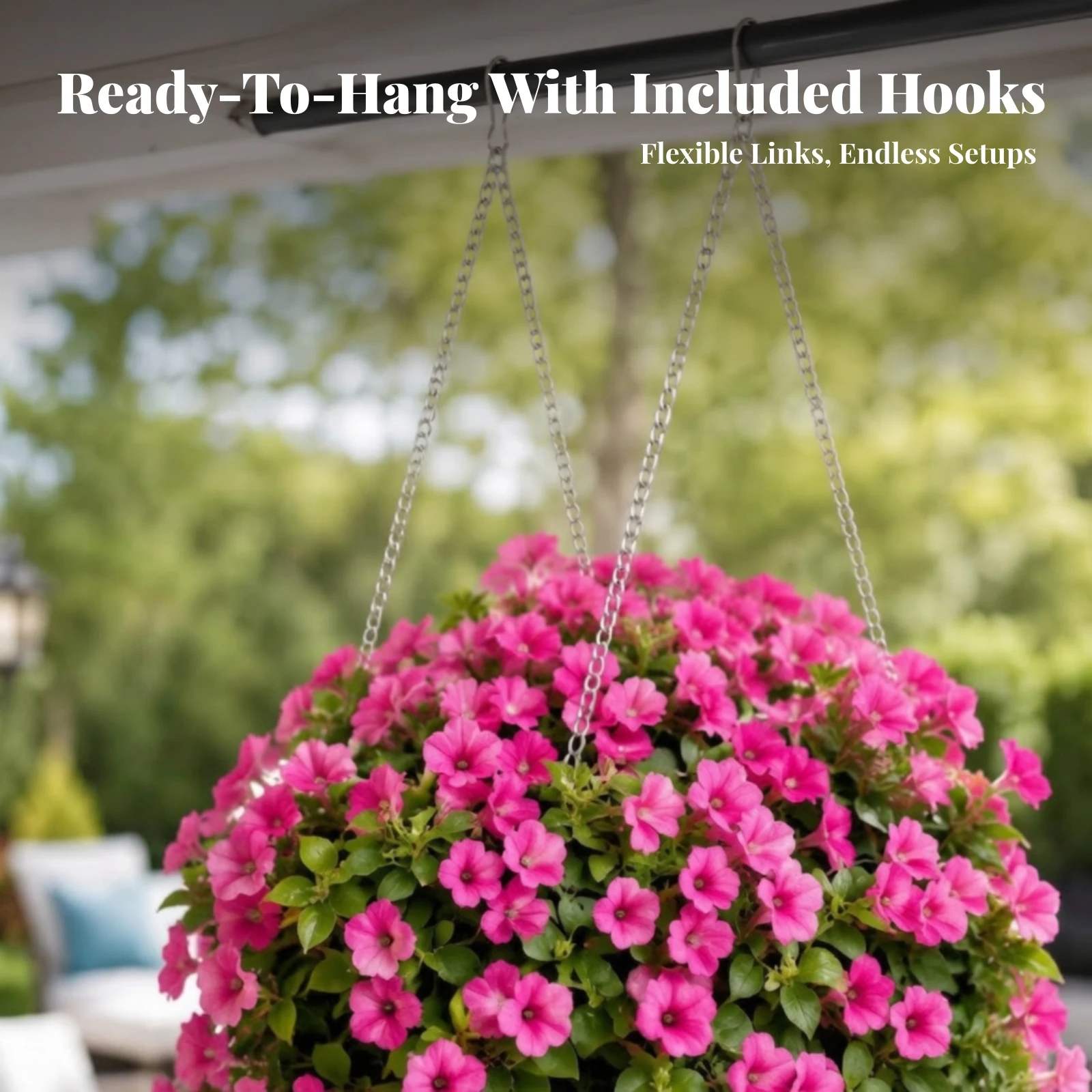 5 Pieces Hanging Chain with Self-Locking Hook Coated Alloy Hanging Chain Hardware Weather-Resistant Electrophoretic