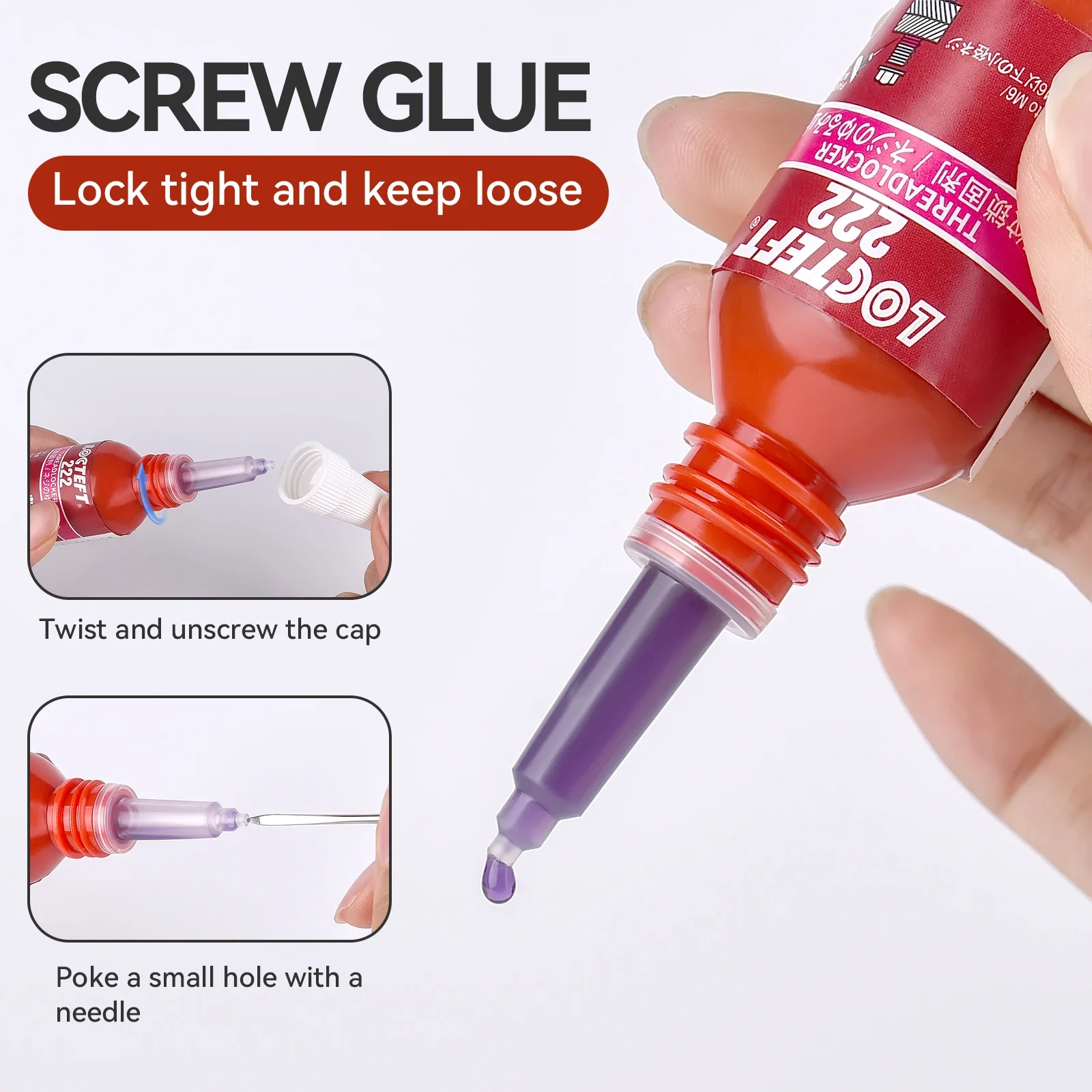 10ml Threadlocker Anaerobic Glues Anti Loose Screw Glues Fastening Sealant Quickly Cured Thread Locking Agent Sealant for Screws