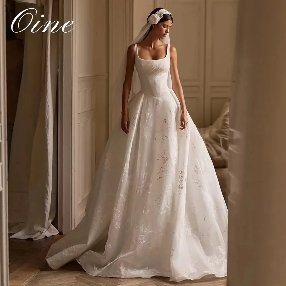 Oine Elegantes Brautkleid mit Spaghetti-Trägern und eckigem Ausschnitt 2026 – Neues, verziertes Korsett-Brautkleid, maßgeschneidertes A-Linien-Hochzeitskleid