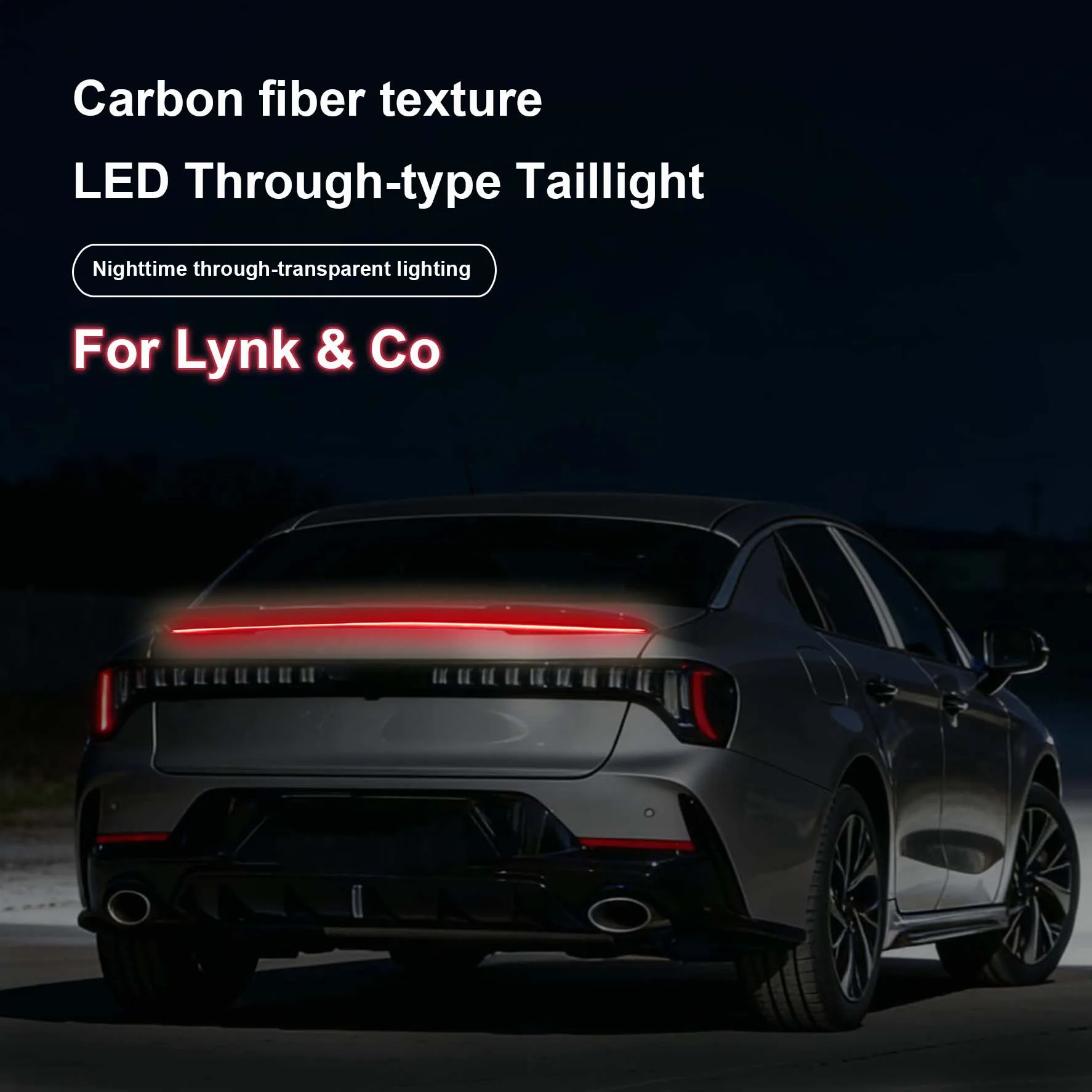

Автомобильные высокопозиционные стоп-сигналы, задние предупреждающие сигнальные лампы, светодиодный спойлер из углеродного волокна, проточная лампа для Lynk & Co 03