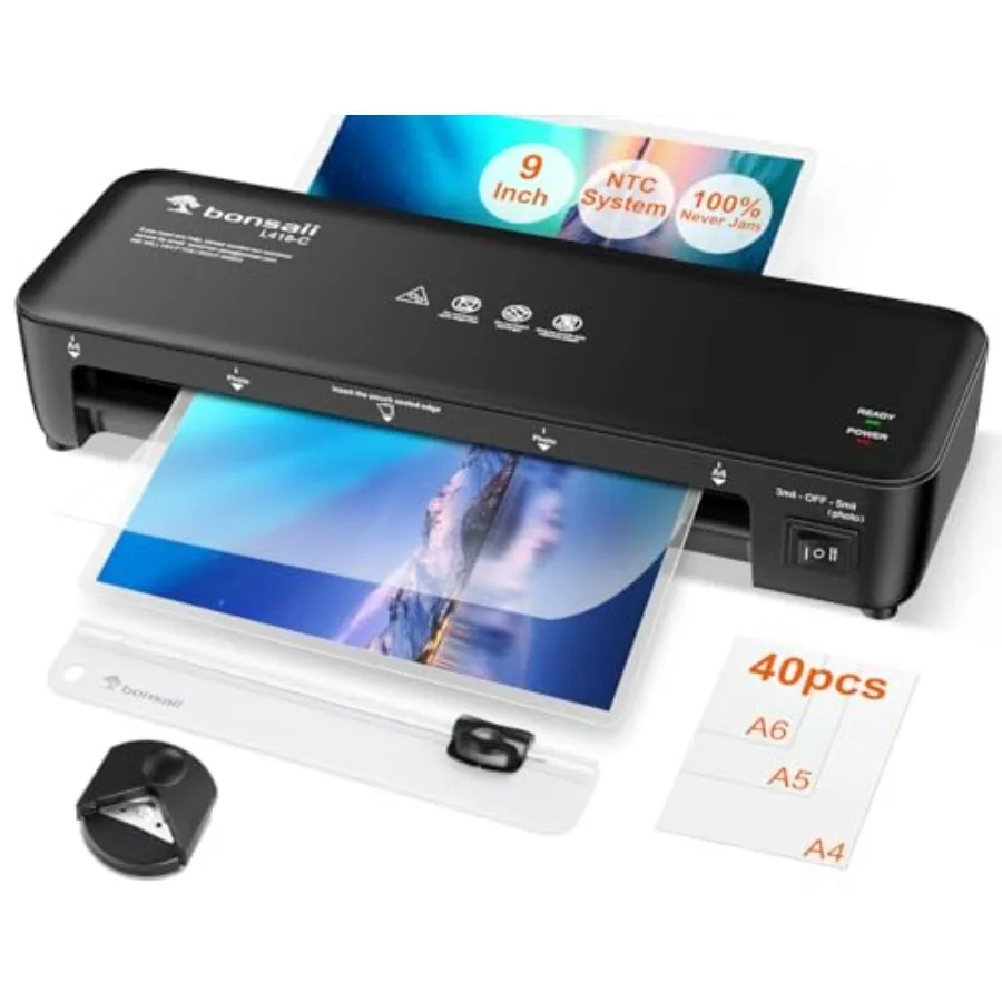 

4 in-1 Thermal Laminator Machine with 40 Laminting Sheets Never Jam Technology Laminating Machine with Paper Cutter Corner Roun