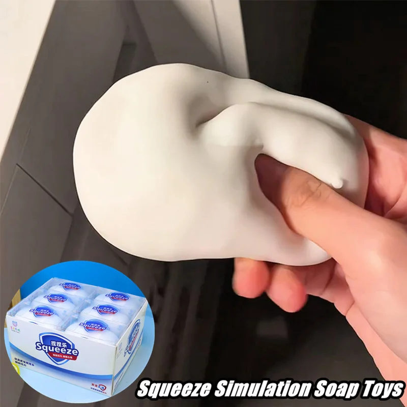 Brinquedo de Slime Macio em Forma de Sabonete Branco, Cubo Decorativo, Brinquedo Antiestresse, Decoração para Casa, Presente de Festival