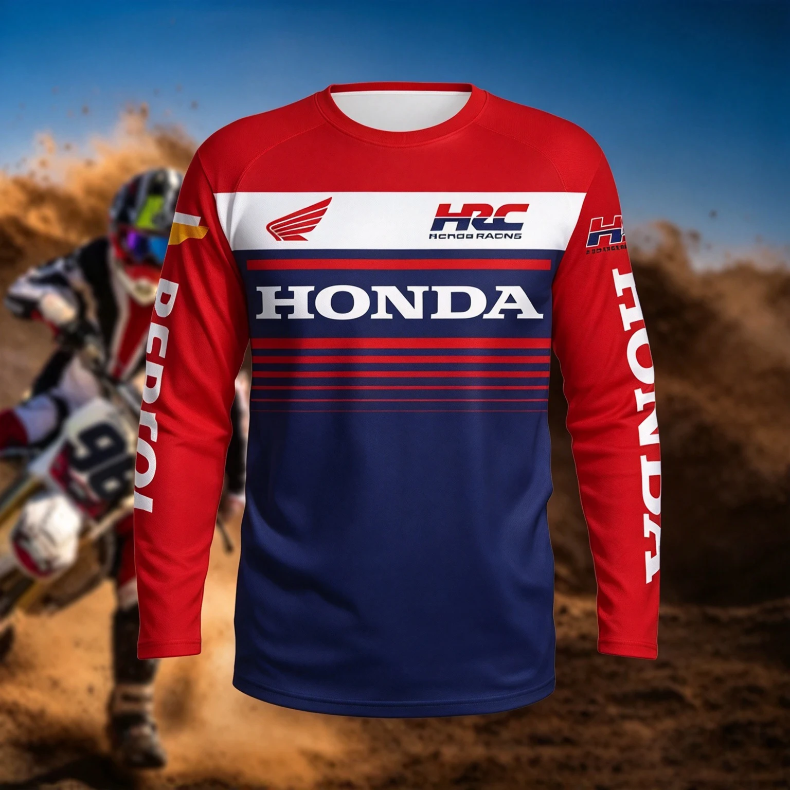 Motocross Neues Trendiges Herren- und Damen-Motociclista Biker Honda Schnelltrocknendes Atmungsaktives Langarm-T-Shirt für Motorradfahrer – Detail 10