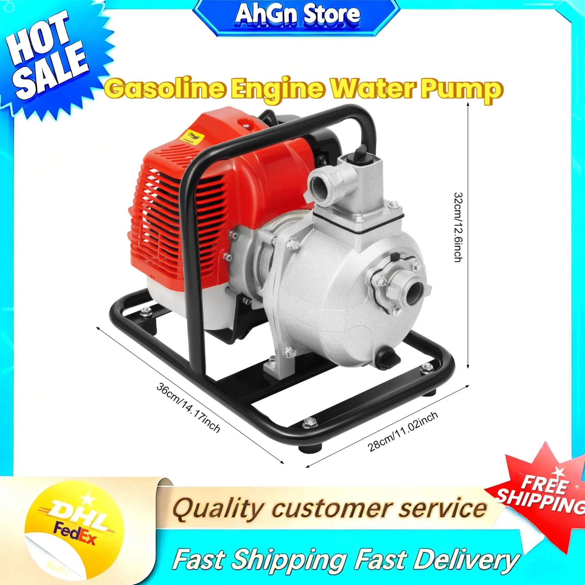 

Hand-Pulled Gasoline Engine Water Pump 2-Stroke Single Cylinder Gasoline Engine Water Pump 1.25KW 43CC Water Transfer Pump