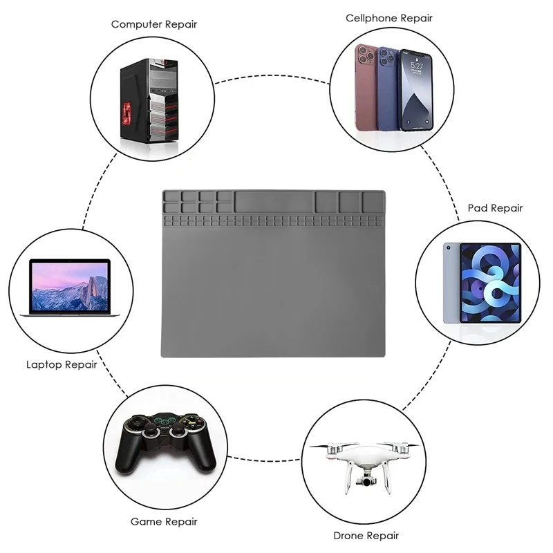 Silicone Soldering Mat Electronic Repair Mat For Laptop, Watch, Cellphone - Solder Pad Heat Resistant 932 Fahrenheit