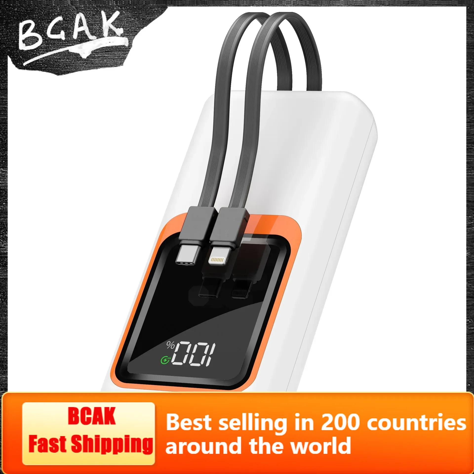 

HOT Real Capacity BCAK 50000mAh 20000mah Wholesale 66W Super Fast Charging Power Bank Built-in Cable Outdoor Large Capacity Port