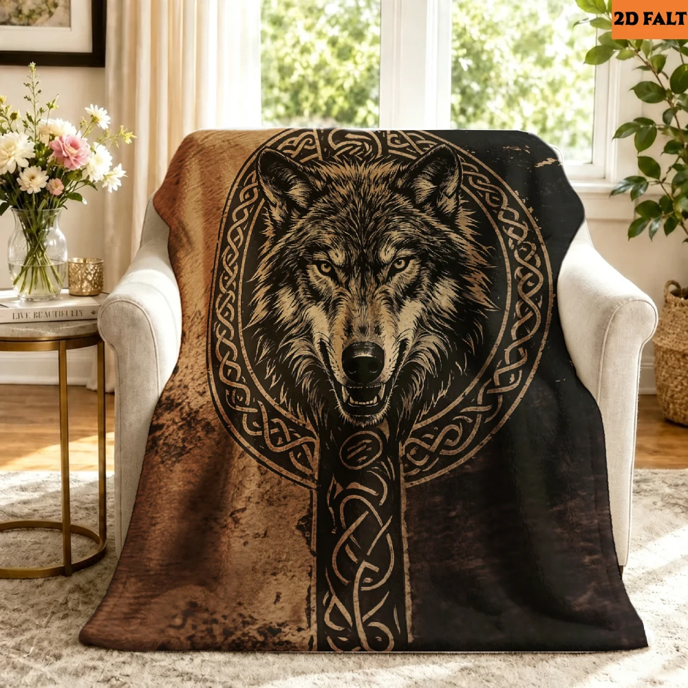 Large Wolf Head Tapestry Throw Blanket Rustic Forest Animal Wall Decor Bohemian Home Accent