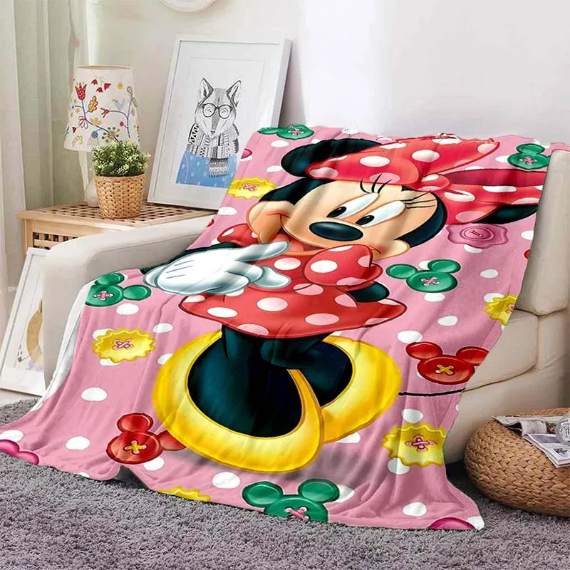 6 Sizes Warm Soft Disney Cute Minnie Custom Blanket Fluffy Children and Adults  Sofa Plush Bedspread Throw Blanket for Sofa Bed