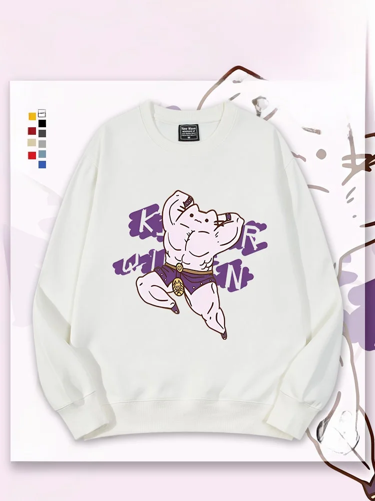 

Свитшот JOJO Queen Collaborative Fat Cartoon с круглым вырезом, повседневный, свободного кроя, из хлопка и полиэстера, молодежный, модный, весна-осень
